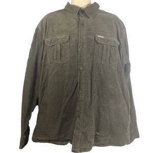 Timberland Corduroy Jacket Flannel-Lined Men's XL Dark Chocolate Brown Button-Up